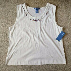 Adult/Teen Koret Size L Cream Embroidered Tank